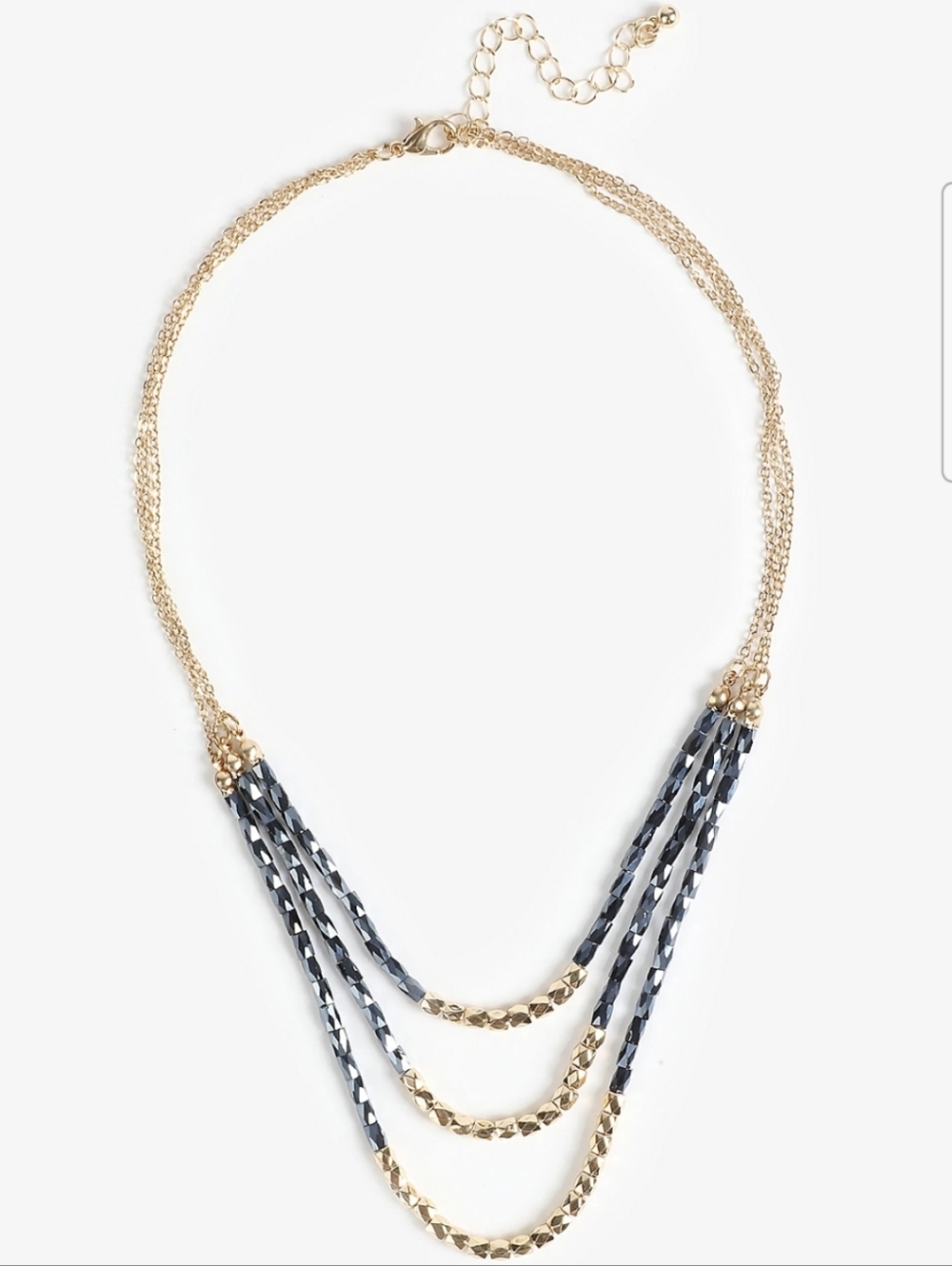 Maurices Gold and Navy Layered Chain Necklace
